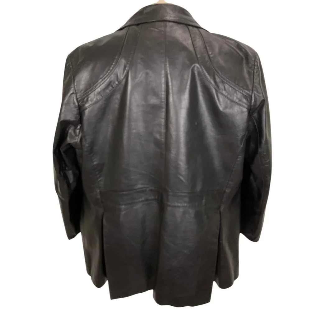 Bermans‎ Leather Jacket Mens 46 Black Lined Faux Fur Retro Car Coat Jacket